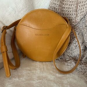 Portland Leather Mustard Round Crossbody Bag